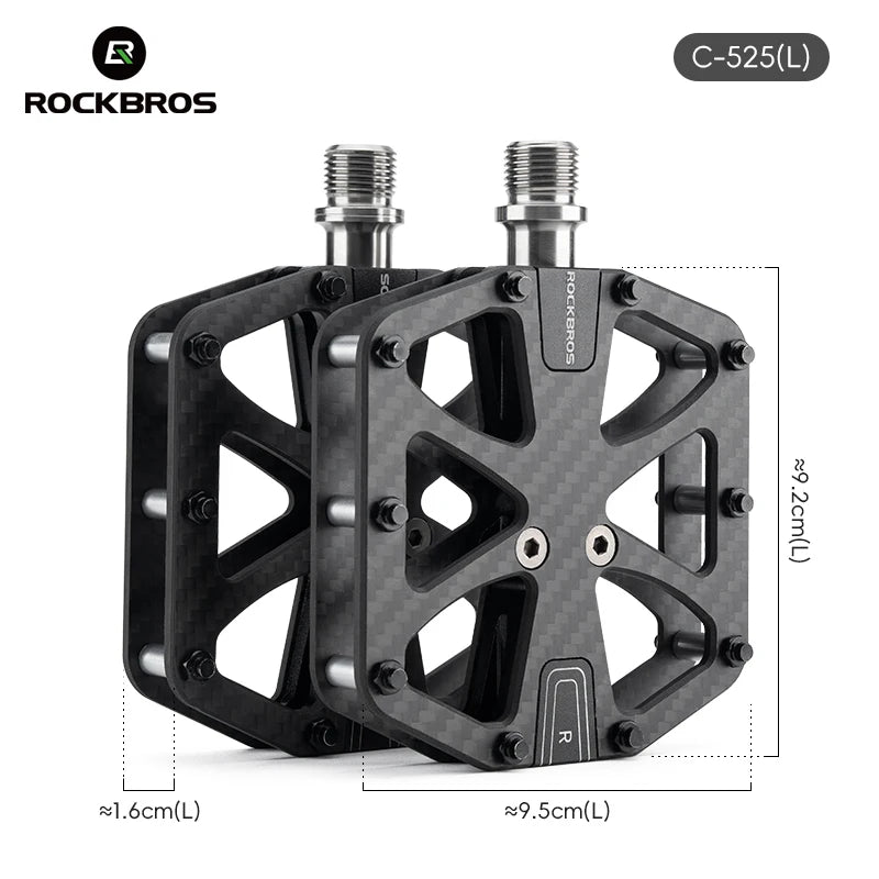 ROCKBROS Carbon Fiber Bike Pedals - Ultralight 3 Bearings Road/MTB