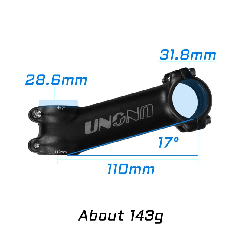 UNO Ultralight Bike Stem 7/17 Degree - 31.8mm Clamp 60-130mm Length MTB/Road Bicycle Power Parts