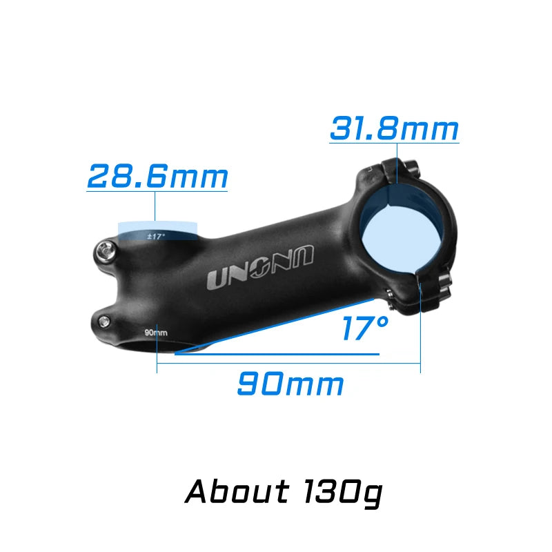 UNO Ultralight Bike Stem 7/17 Degree - 31.8mm Clamp 60-130mm Length MTB/Road Bicycle Power Parts