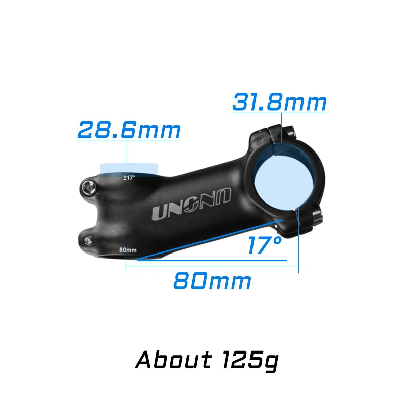 UNO Ultralight Bike Stem 7/17 Degree - 31.8mm Clamp 60-130mm Length MTB/Road Bicycle Power Parts