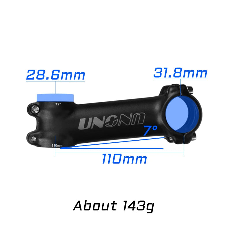UNO Ultralight Bike Stem 7/17 Degree - 31.8mm Clamp 60-130mm Length MTB/Road Bicycle Power Parts