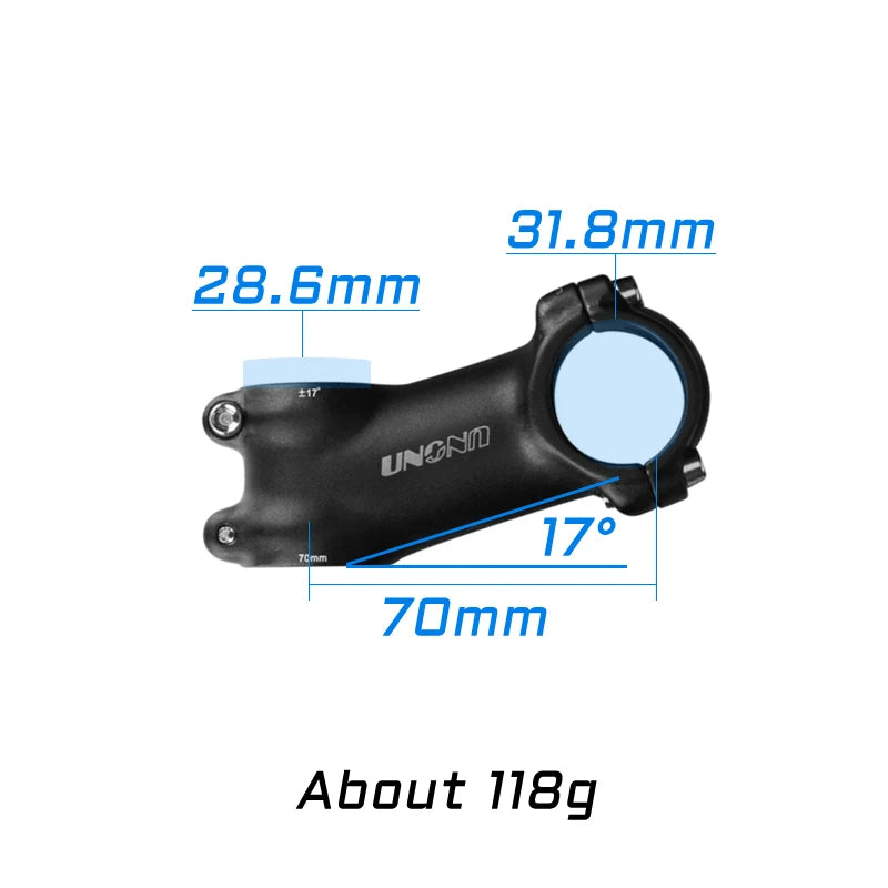 UNO Ultralight Bike Stem 7/17 Degree - 31.8mm Clamp 60-130mm Length MTB/Road Bicycle Power Parts
