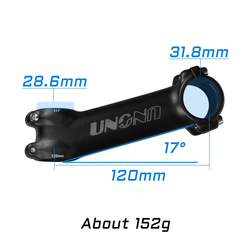 UNO Ultralight Bike Stem 7/17 Degree - 31.8mm Clamp 60-130mm Length MTB/Road Bicycle Power Parts