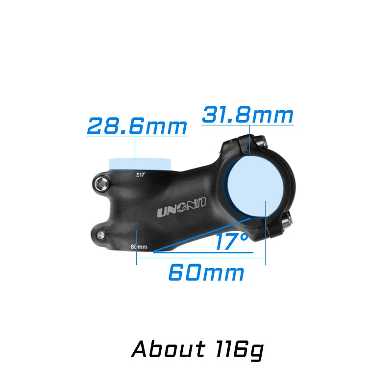 UNO Ultralight Bike Stem 7/17 Degree - 31.8mm Clamp 60-130mm Length MTB/Road Bicycle Power Parts