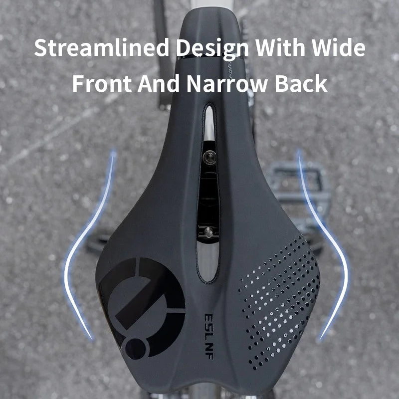 ESLNF Comfortable PU Bicycle Saddle - Non-slip Shock Absorbing Hollow Breathable MTB/Road Bike Seat
