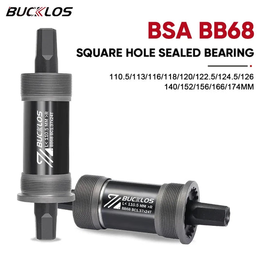 BUCKLOS BSA Square Taper Bottom Bracket 68mm - Sealed Bearing Hollow Axle 113-140mm MTB/Road Bike BB