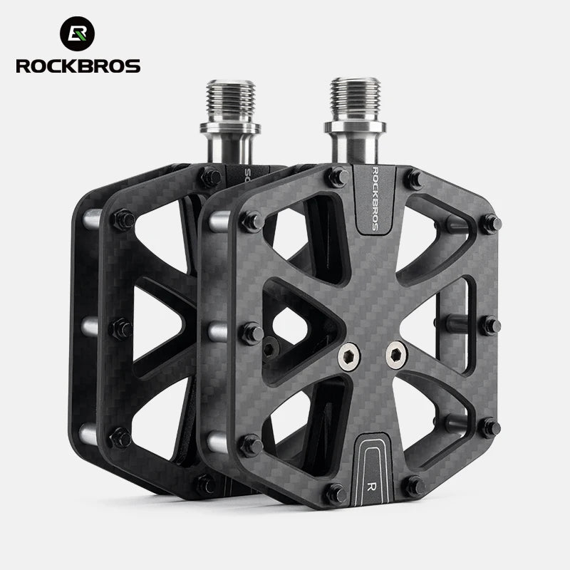ROCKBROS Carbon Fiber Bike Pedals - Ultralight 3 Bearings Road/MTB