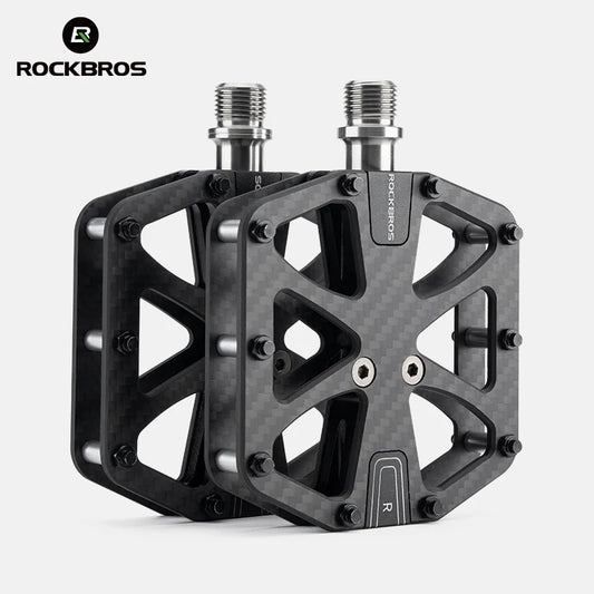 ROCKBROS Carbon Fiber Bike Pedals - Ultralight 3 Bearings Road/MTB