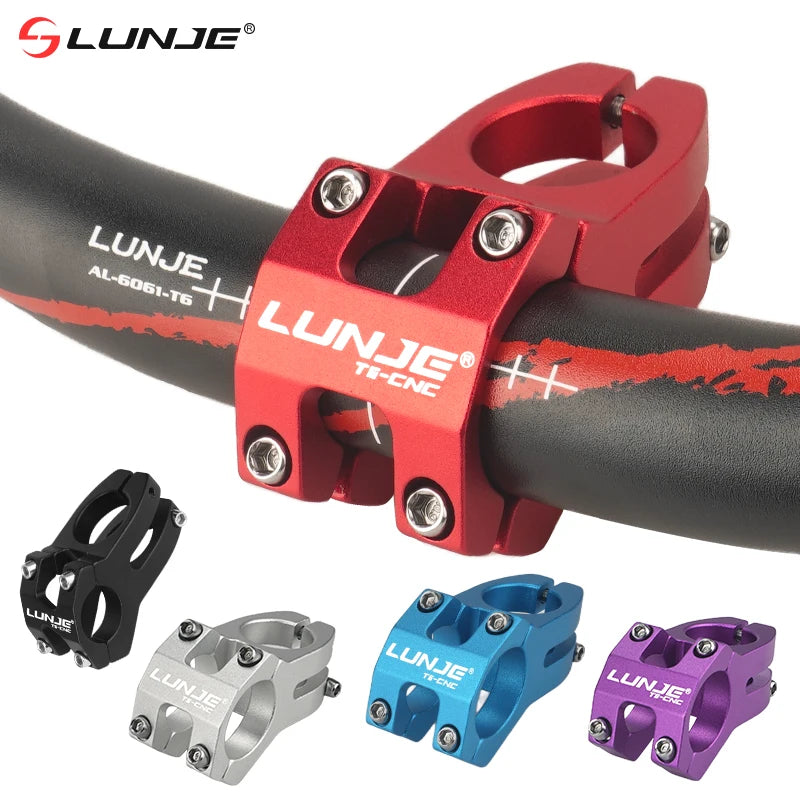 LUNJE CNC Power Short Stem 45mm - Aluminum MTB/Road Bike Handlebar Riser 25.4/31.8mm Clamp