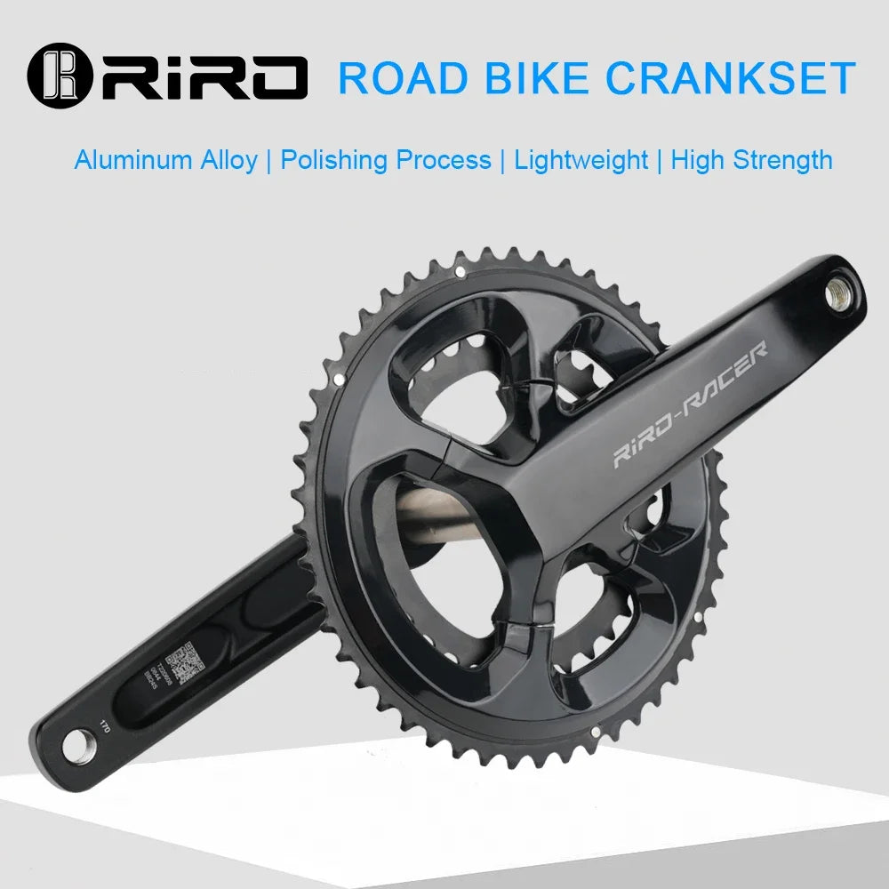 RIRO RACER R8 Ultralight Carbon Crankset - 170mm 50-34T Hollow Compact Road/Folding Bike