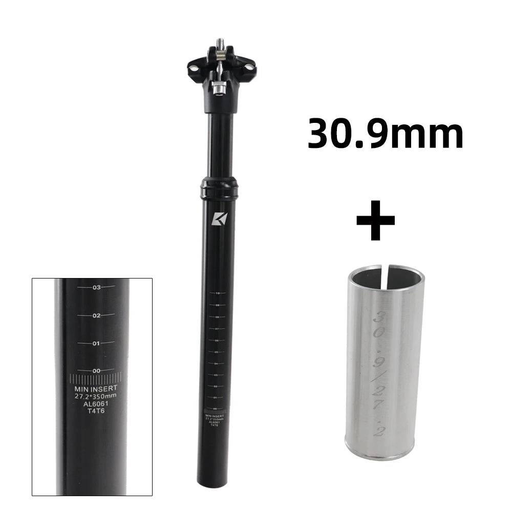 KOCEVLO Suspension Dropper Seatpost 46mm Travel - Aluminum Shock Absorbing MTB Seat Tube 27.2-31.6mm 350mm