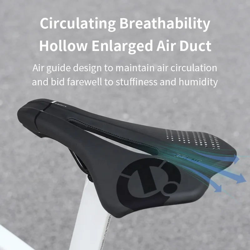 ESLNF Comfortable PU Bicycle Saddle - Non-slip Shock Absorbing Hollow Breathable MTB/Road Bike Seat