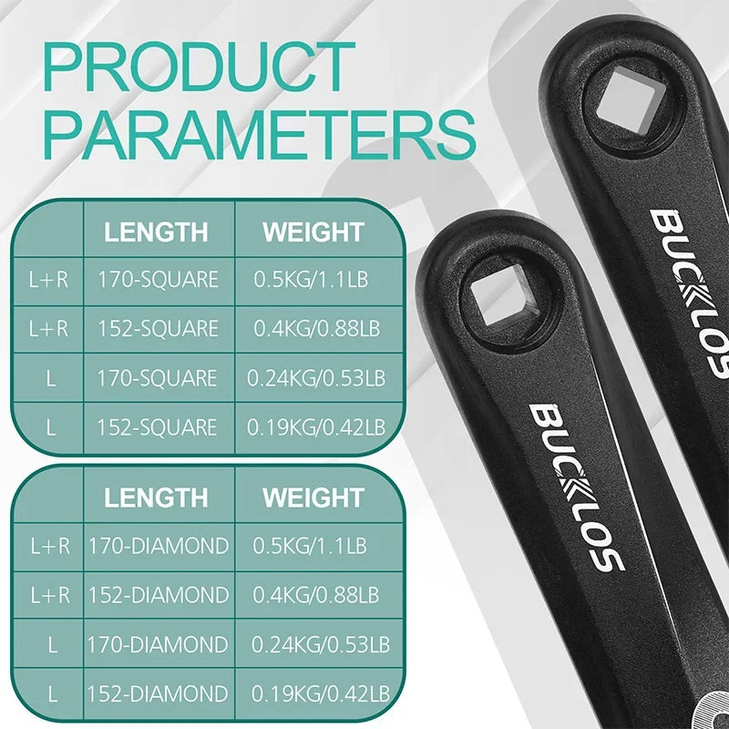 BUCKLOS Ultralight Aluminum Crank Arms 152/170/175mm - MTB/Road Bike Spinning Cranks Repair Parts