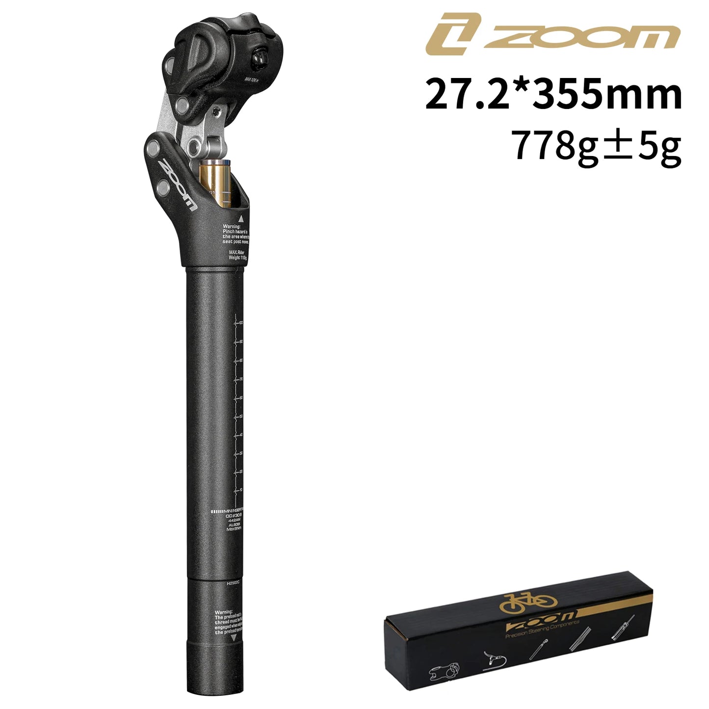 4-Link Suspension Seatpost 27.2-33.9mm - Adjustable Travel 350mm MTB/Ebike Comfort Seat Tube