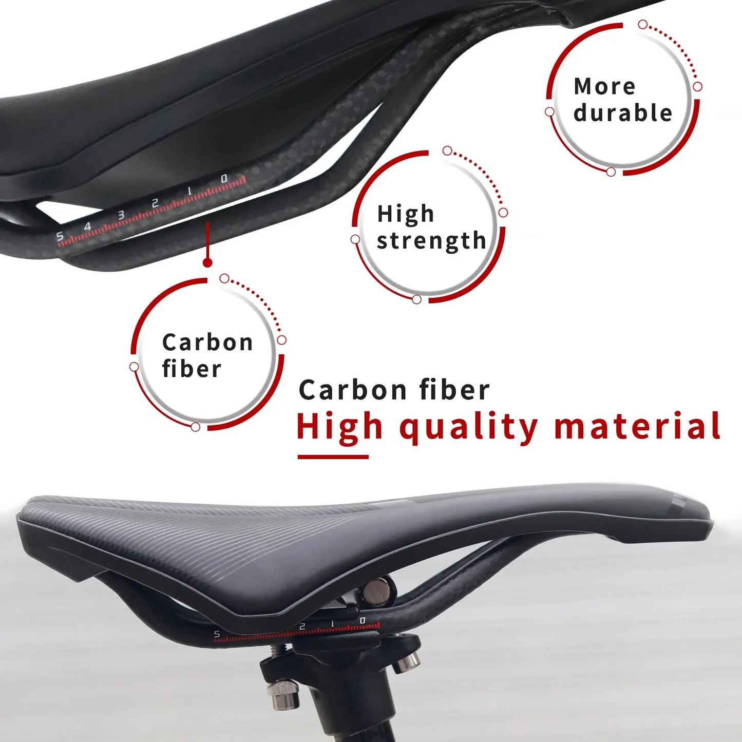 KOCEVLO Ultralight Carbon Saddle 120g - Dimension 143 Style Full Carbon Rails Road Racing Seat