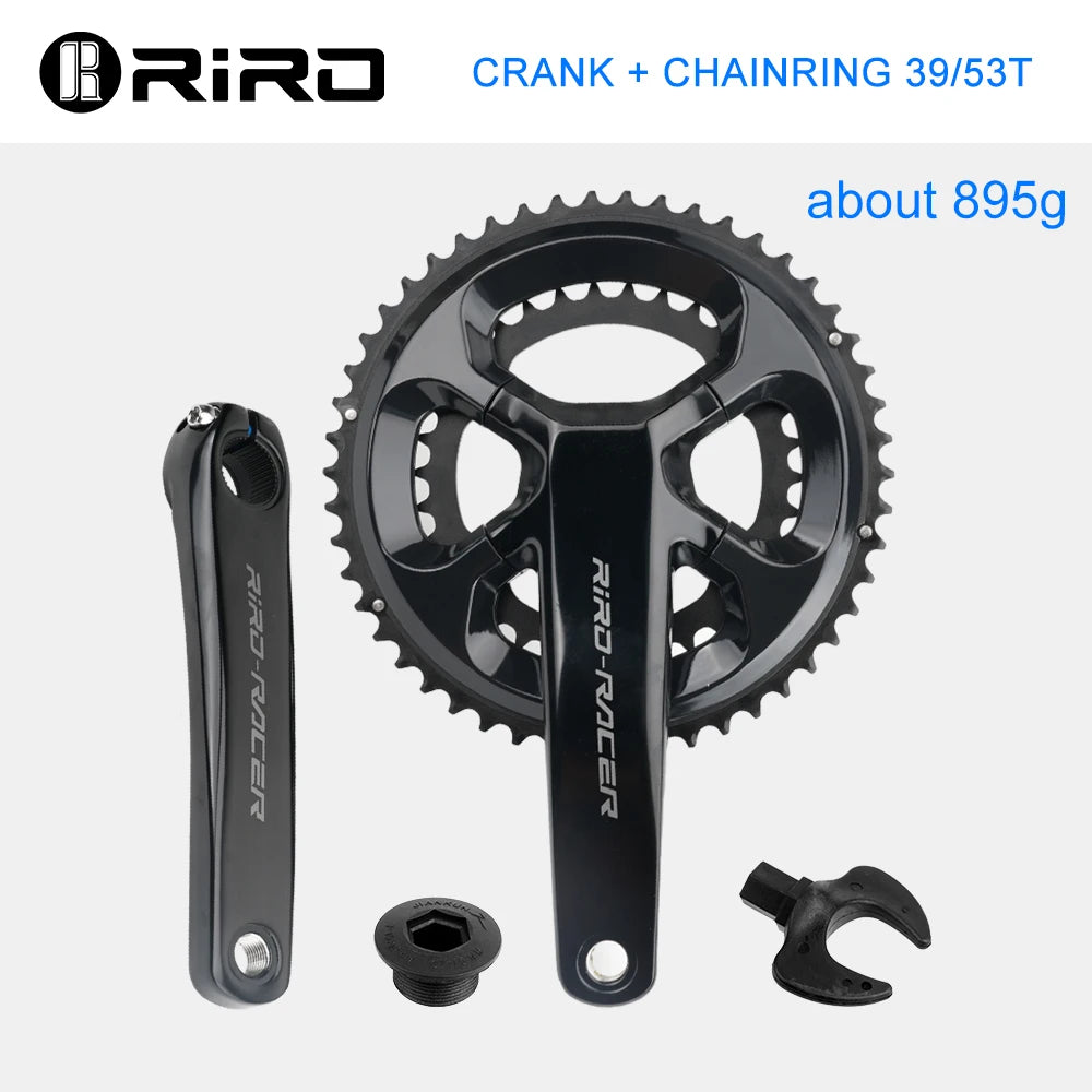 RIRO RACER R8 Ultralight Carbon Crankset - 170mm 50-34T Hollow Compact Road/Folding Bike