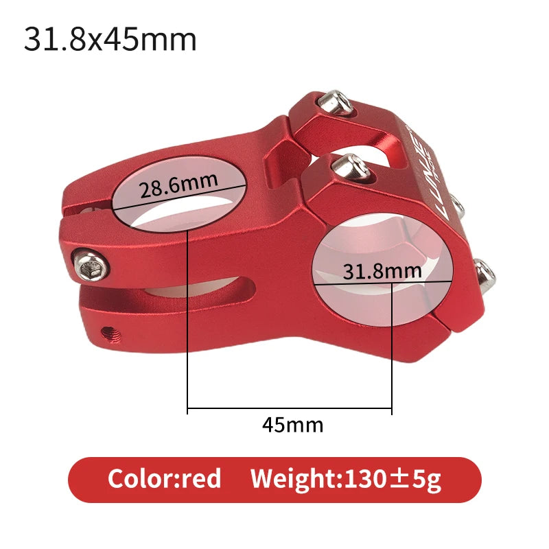 LUNJE CNC Power Short Stem 45mm - Aluminum MTB/Road Bike Handlebar Riser 25.4/31.8mm Clamp