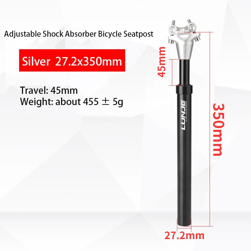 Shock Absorbing Suspension Seatpost 45mm Travel - Aluminum Alloy MTB/Road Bike Seat Tube 27.2/30.9/31.6mm 350mm