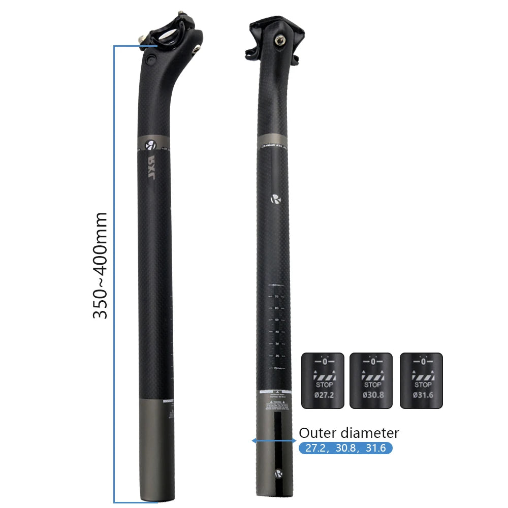 RXL SL Carbon Seatpost 25mm Offset - 3K Matte Ultralight Road/MTB Bike Seat Tube 27.2/30.8/31.6mm 350/400mm