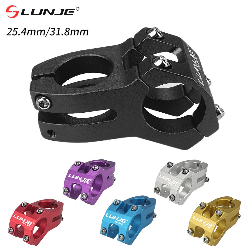 LUNJE CNC Power Short Stem 45mm - Aluminum MTB/Road Bike Handlebar Riser 25.4/31.8mm Clamp