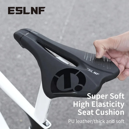 ESLNF Comfortable PU Bicycle Saddle - Non-slip Shock Absorbing Hollow Breathable MTB/Road Bike Seat