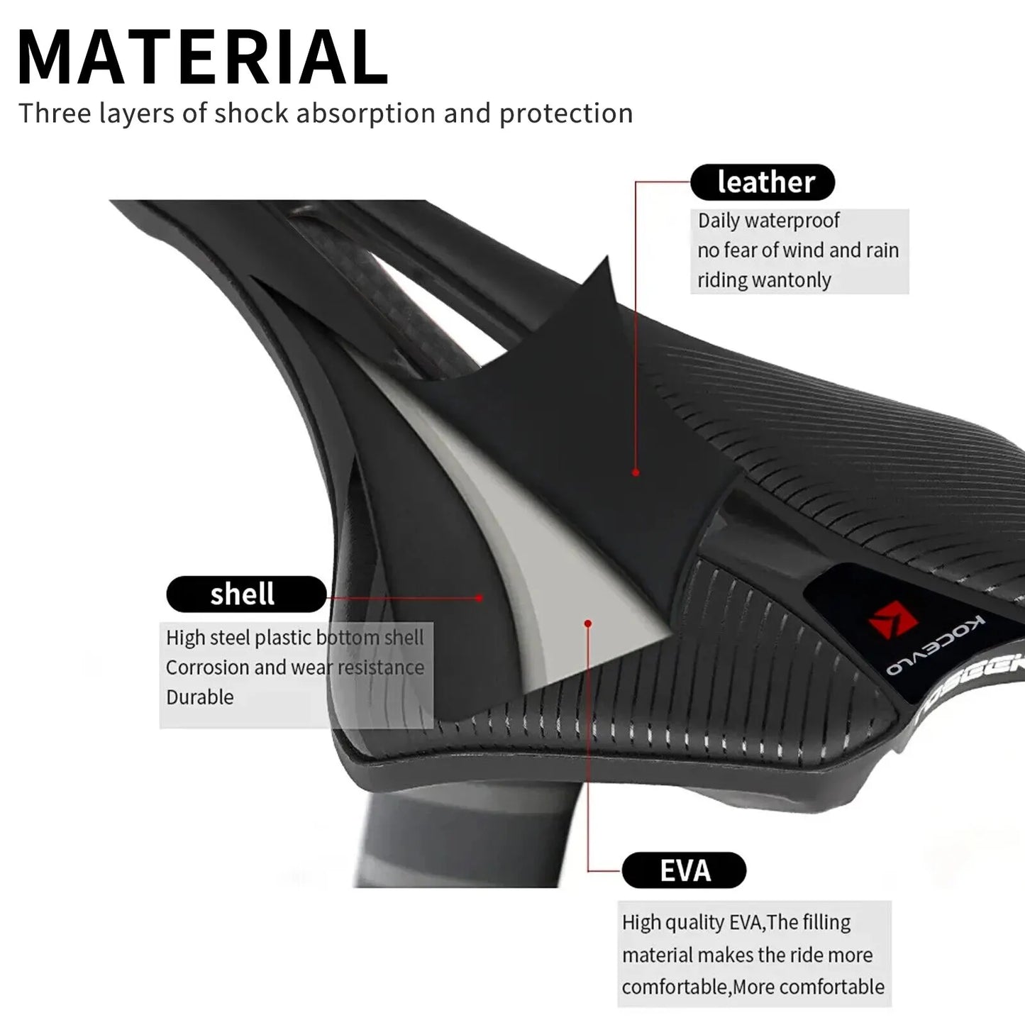 KOCEVLO Ultralight Carbon Saddle 120g - Dimension 143 Style Full Carbon Rails Road Racing Seat