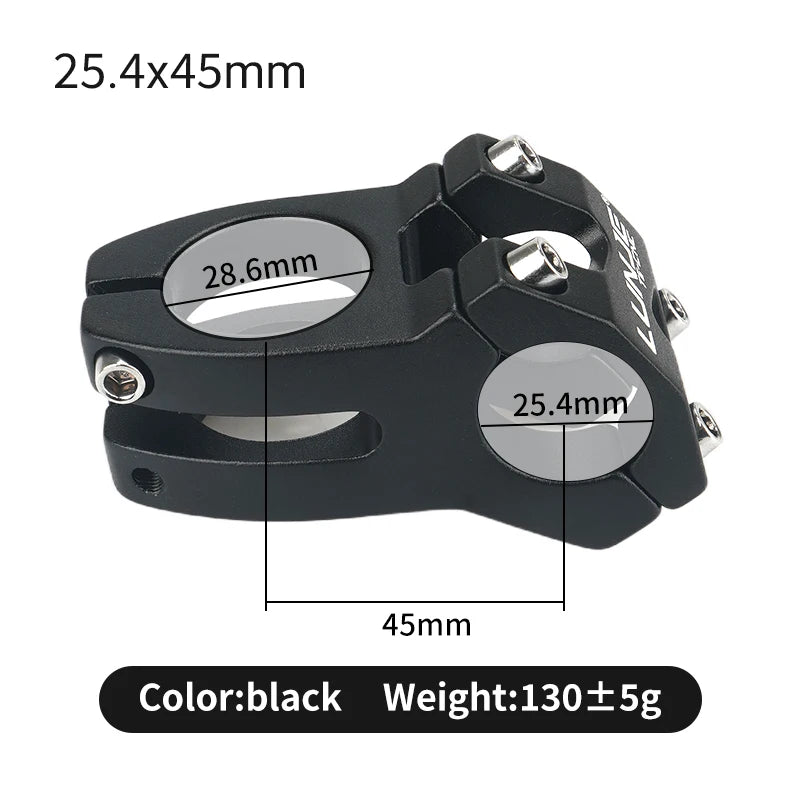 LUNJE CNC Power Short Stem 45mm - Aluminum MTB/Road Bike Handlebar Riser 25.4/31.8mm Clamp