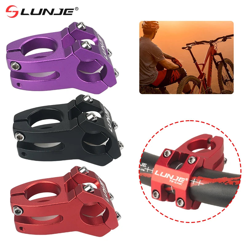 LUNJE CNC Power Short Stem 45mm - Aluminum MTB/Road Bike Handlebar Riser 25.4/31.8mm Clamp