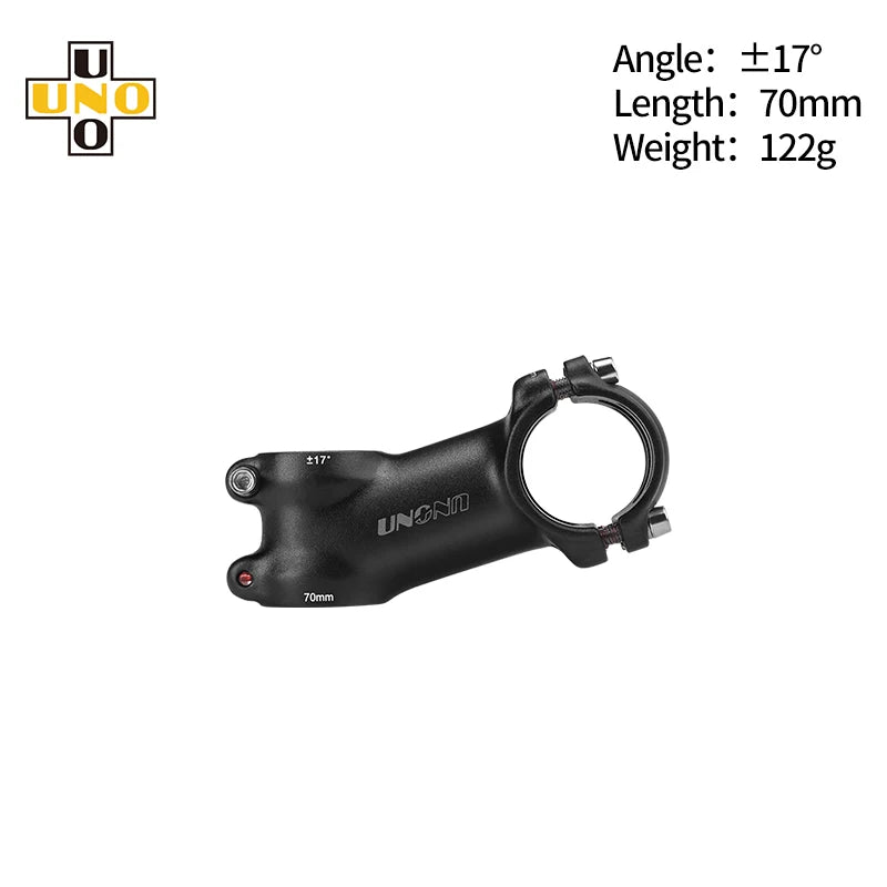 UNO Bicycle Stem 7/17/35 Degree - CNC Aluminum 28.6/31.8mm Clamp 60-130mm Length Road/MTB/Gravel Bike