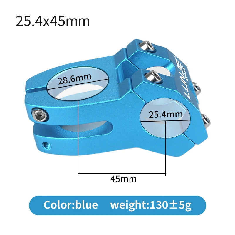 LUNJE CNC Power Short Stem 45mm - Aluminum MTB/Road Bike Handlebar Riser 25.4/31.8mm Clamp