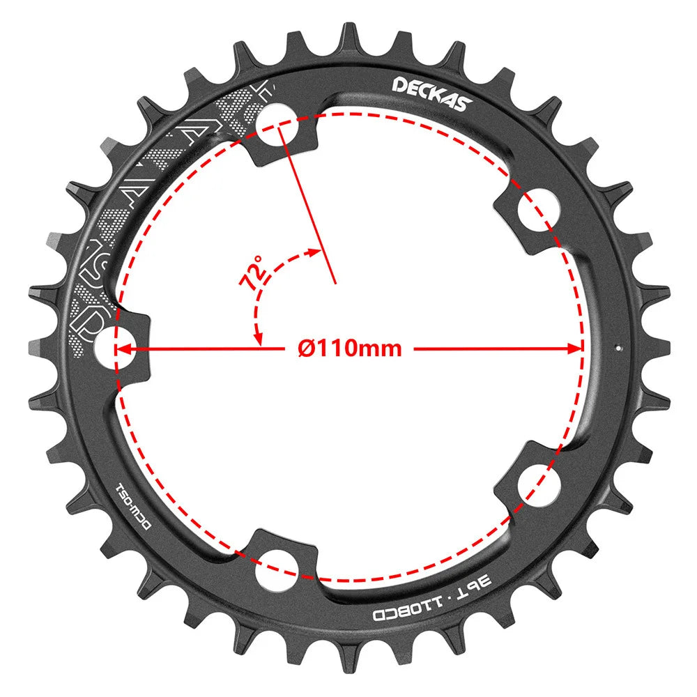 Deckcas Narrow Wide Chainring 110BCD 36T-52T - Road/MTB Compatible