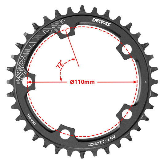 Deckcas Narrow Wide Chainring 110BCD 36T-52T - Road/MTB Compatible