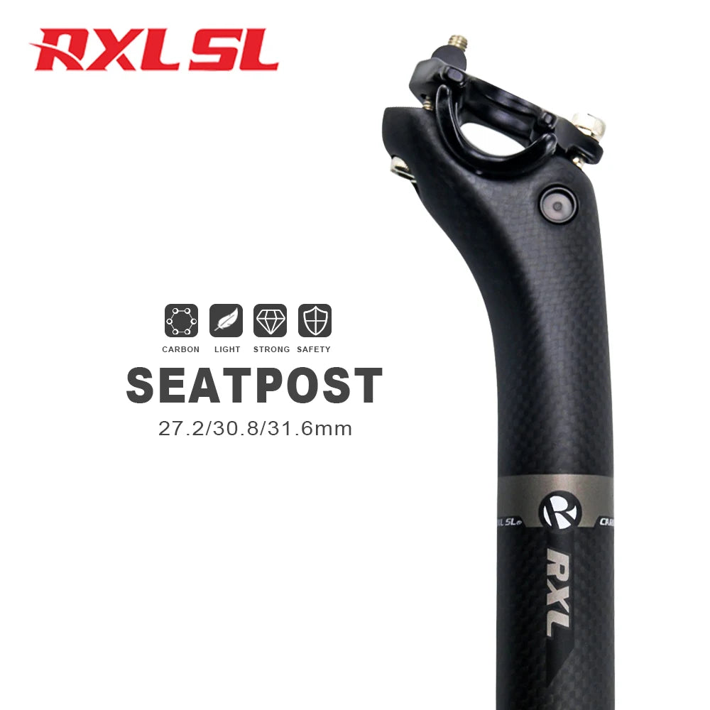 RXL SL Carbon Seatpost 25mm Offset - 3K Matte Ultralight Road/MTB Bike Seat Tube 27.2/30.8/31.6mm 350/400mm