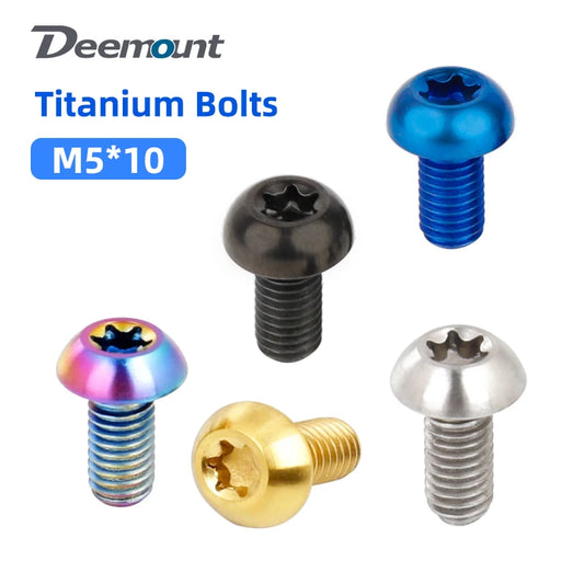 Deemount M5x10 Titanium Disc Rotor Bolts | CNC-Machined TC4 Torx T25 Screws | High-Tensile Ultralight Fasteners for MTB & Road Braking Systems