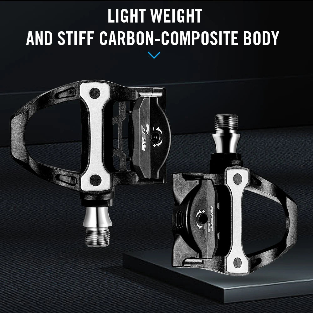 2024 RYET Carbon Road Bike Pedal with Cleats - Ultralight 218g 3 Bearings Clipless SPD-SL Compatible