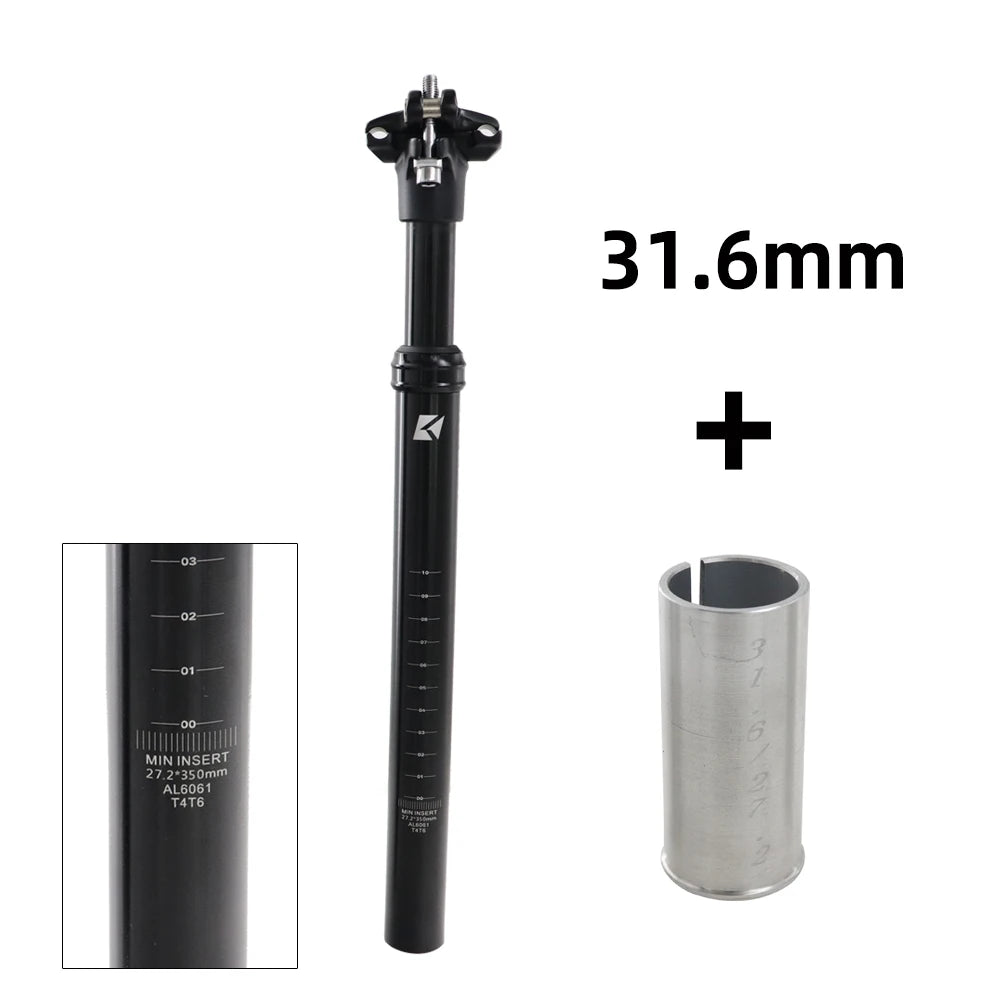 KOCEVLO Suspension Dropper Seatpost 46mm Travel - Aluminum Shock Absorbing MTB Seat Tube 27.2-31.6mm 350mm