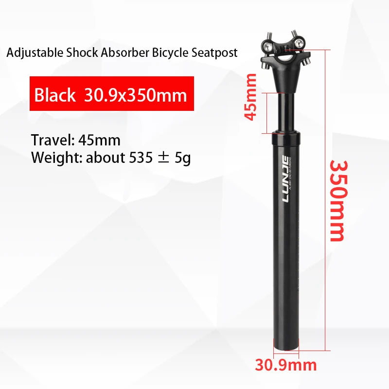 Shock Absorbing Suspension Seatpost 45mm Travel - Aluminum Alloy MTB/Road Bike Seat Tube 27.2/30.9/31.6mm 350mm