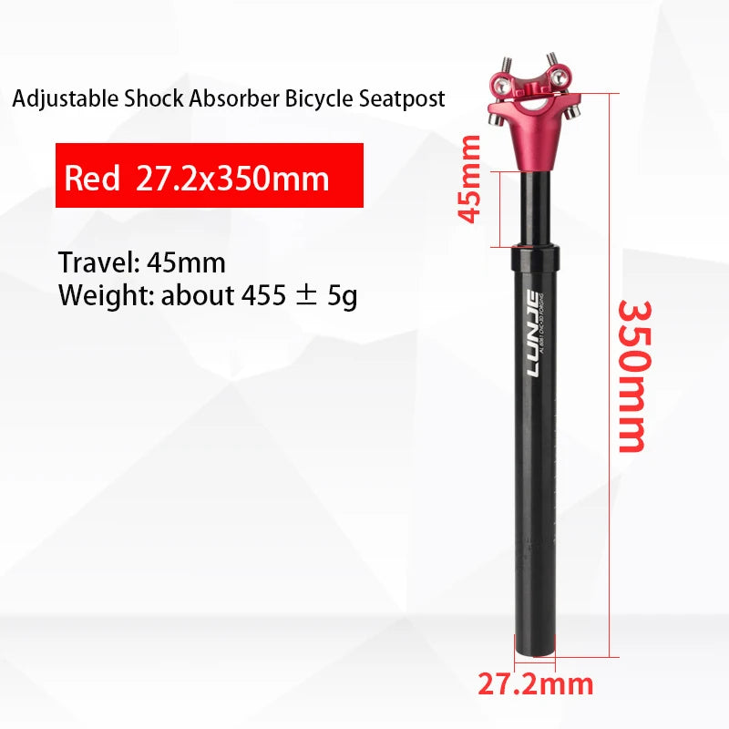 Shock Absorbing Suspension Seatpost 45mm Travel - Aluminum Alloy MTB/Road Bike Seat Tube 27.2/30.9/31.6mm 350mm