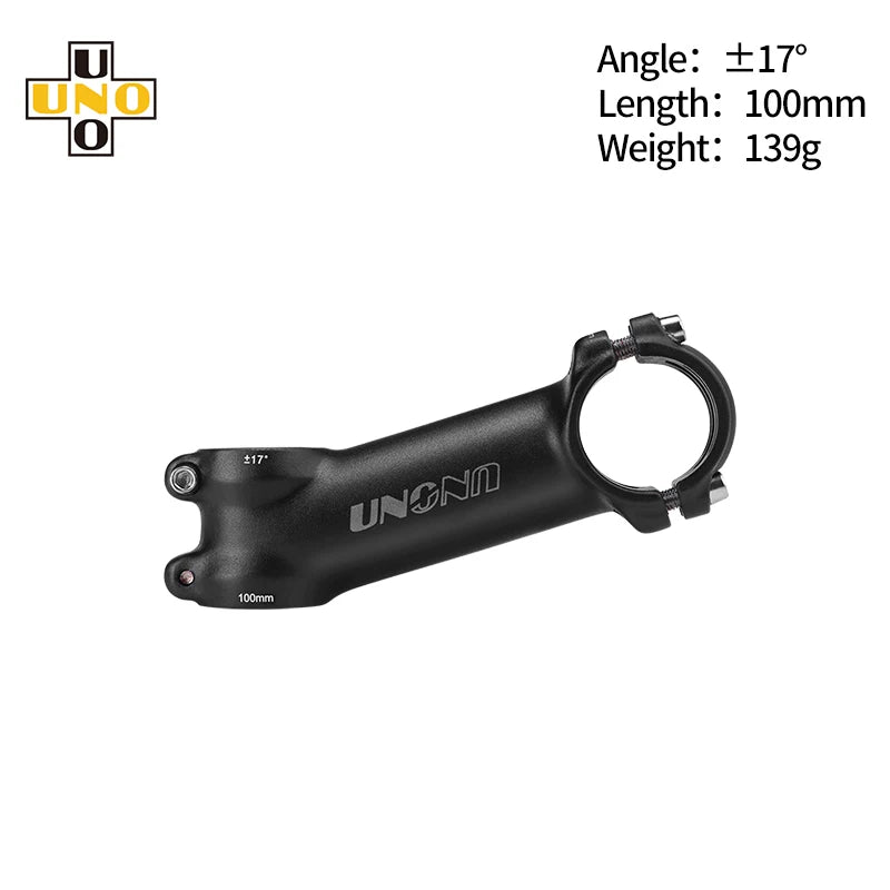 UNO Bicycle Stem 7/17/35 Degree - CNC Aluminum 28.6/31.8mm Clamp 60-130mm Length Road/MTB/Gravel Bike