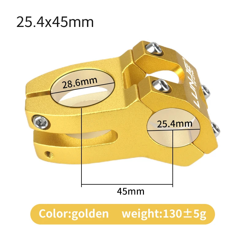 LUNJE CNC Power Short Stem 45mm - Aluminum MTB/Road Bike Handlebar Riser 25.4/31.8mm Clamp