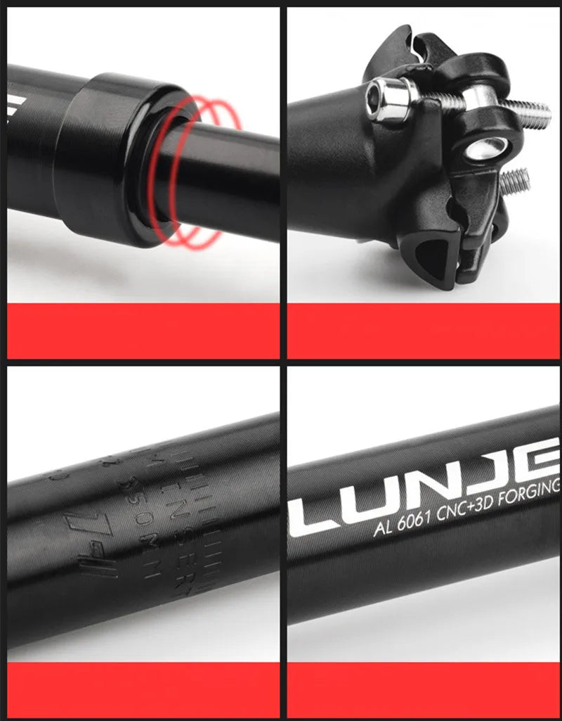 Shock Absorbing Suspension Seatpost 45mm Travel - Aluminum Alloy MTB/Road Bike Seat Tube 27.2/30.9/31.6mm 350mm