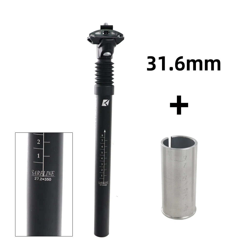 KOCEVLO Suspension Dropper Seatpost 46mm Travel - Aluminum Shock Absorbing MTB Seat Tube 27.2-31.6mm 350mm