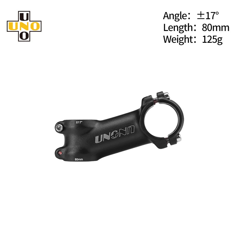 UNO Bicycle Stem 7/17/35 Degree - CNC Aluminum 28.6/31.8mm Clamp 60-130mm Length Road/MTB/Gravel Bike