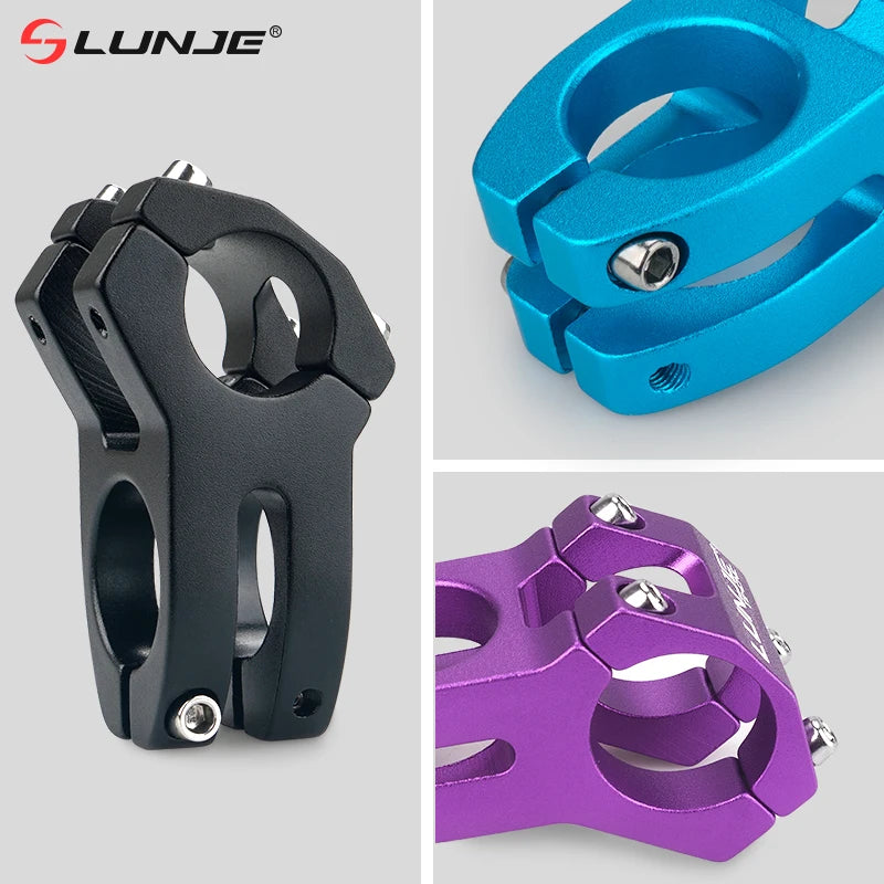 LUNJE CNC Power Short Stem 45mm - Aluminum MTB/Road Bike Handlebar Riser 25.4/31.8mm Clamp