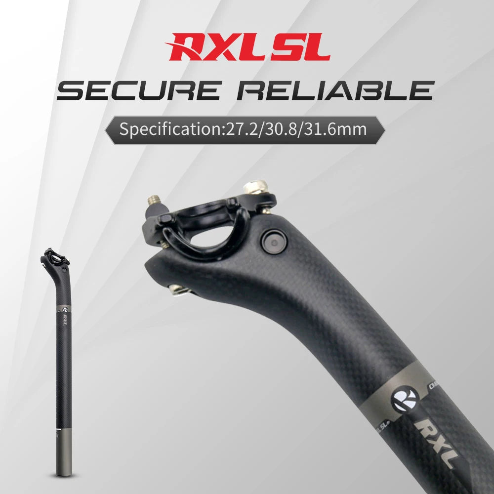 RXL SL Carbon Seatpost 25mm Offset - 3K Matte Ultralight Road/MTB Bike Seat Tube 27.2/30.8/31.6mm 350/400mm