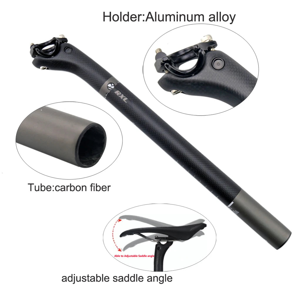 RXL SL Carbon Seatpost 25mm Offset - 3K Matte Ultralight Road/MTB Bike Seat Tube 27.2/30.8/31.6mm 350/400mm