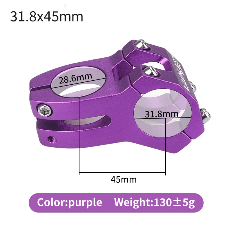 LUNJE CNC Power Short Stem 45mm - Aluminum MTB/Road Bike Handlebar Riser 25.4/31.8mm Clamp