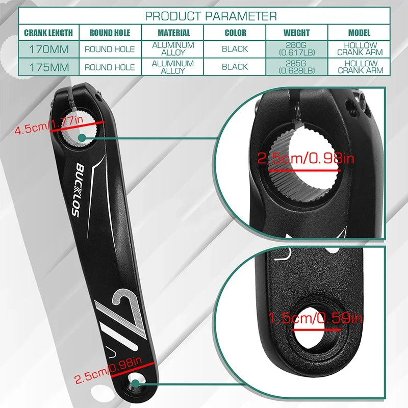 BUCKLOS Ultralight Aluminum Crank Arms 152/170/175mm - MTB/Road Bike Spinning Cranks Repair Parts