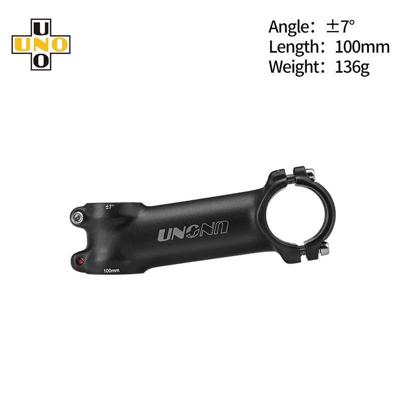 UNO Bicycle Stem 7/17/35 Degree - CNC Aluminum 28.6/31.8mm Clamp 60-130mm Length Road/MTB/Gravel Bike