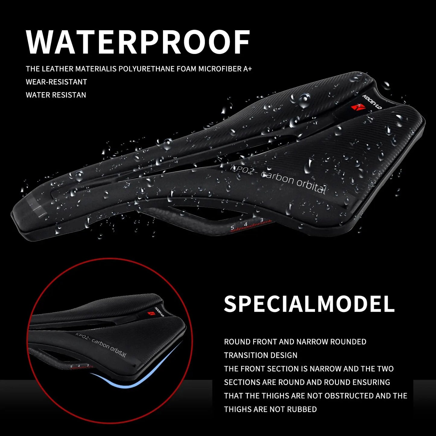 KOCEVLO Ultralight Carbon Saddle 120g - Dimension 143 Style Full Carbon Rails Road Racing Seat